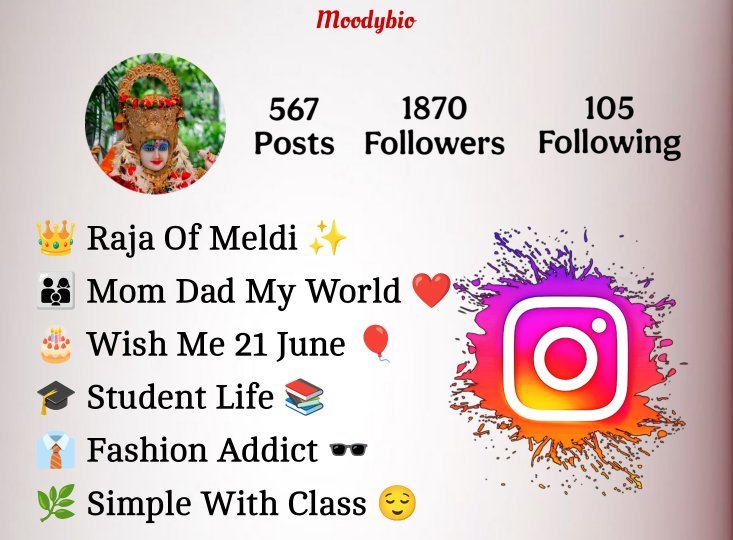 Maa Meldi Bio For Instagram
